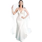 Mopmap 1Tier Bridal Pearl Beaded Ivory Bridal Wedding Veil Cathedral Length Off White