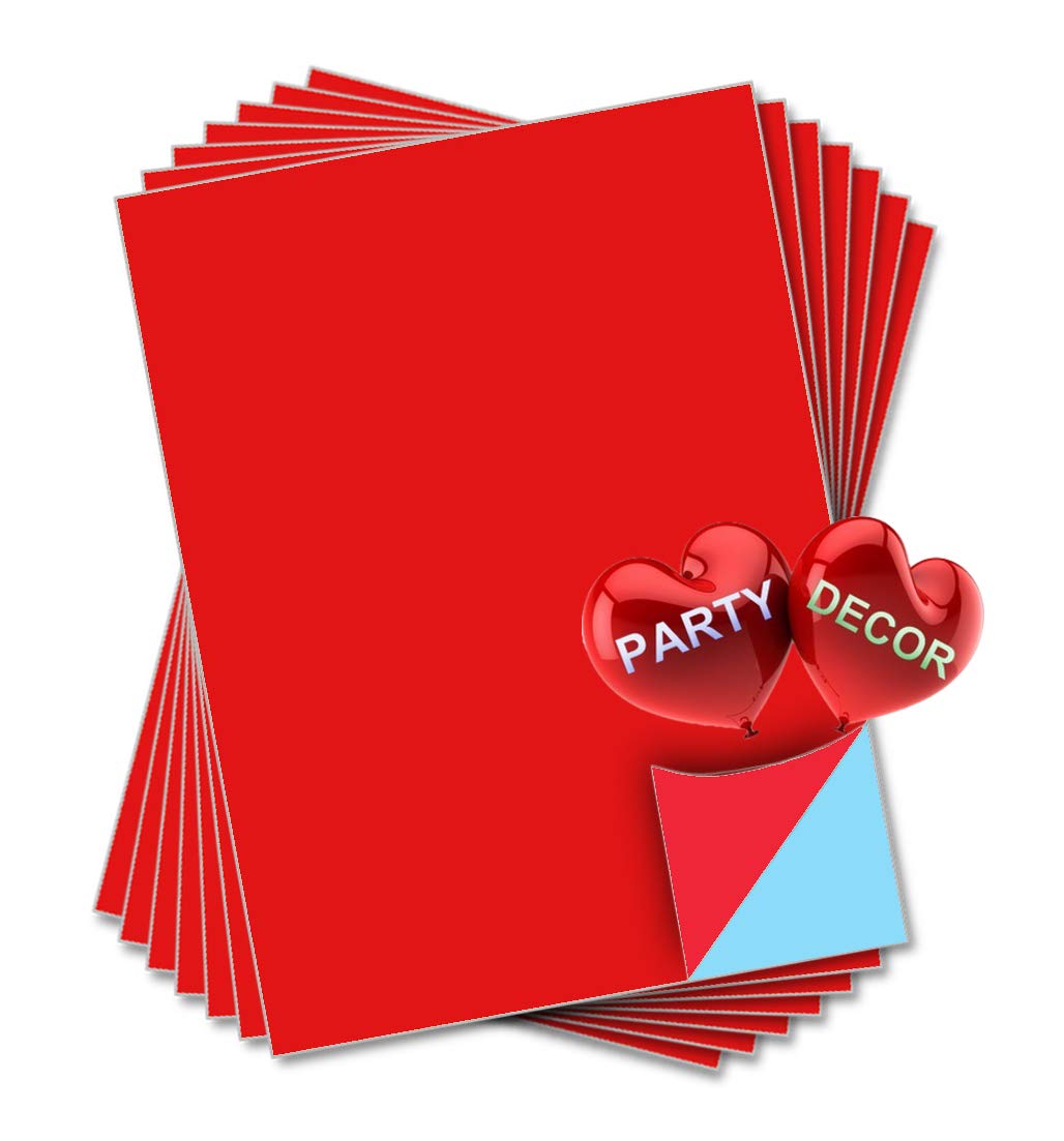 Red Self Adhesive Gloss Vinyl Sheet - A4 - Pack of 5 - Perfect for Hobby & Craft by PARTY DECOR