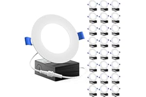 SUNCO LIGHTING Sunco 24 Pack 4 Inch Ultra Thin LED Recessed Ceiling Lights Slim, 5000K Daylight, Dimmable 10W=60W, 650 LM, Damp Rated, Canless Wafer Thin with Junction Box - ETL & Energy Star.
