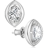 Color-D 2 carats Moissanite Princess/Pear/Teardrop/Oval Cut Stud Earrings for Women Men, Gold/White Gold Plated 925 Sterling Silver Studs, Christmas Mother's Day Valentine's Day Stud Earrings