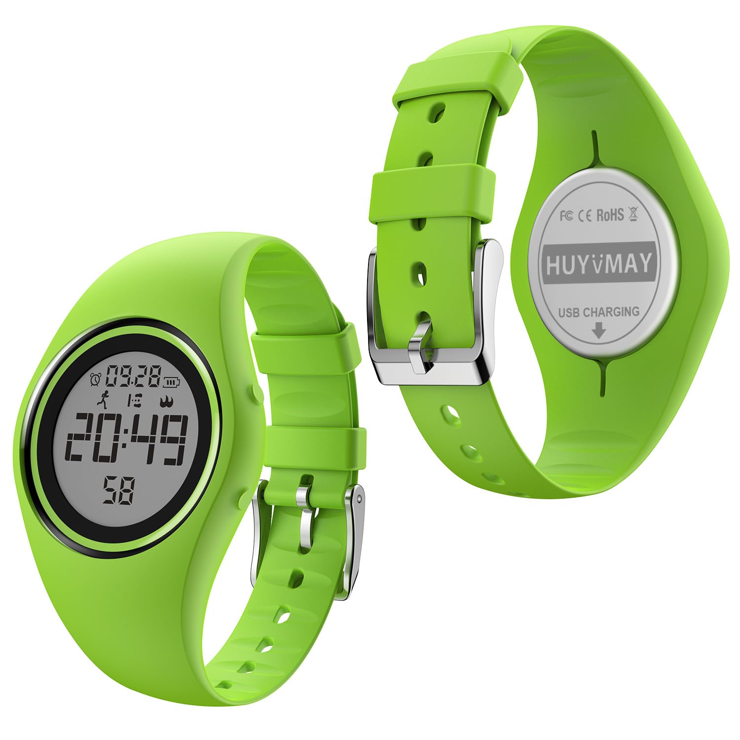 HUYVMAY Fitness Pedometer Watch without App, IP68 Waterproof Digital Watch with 2 Alarm Clocks, Stopwatch, Countdown Stopwatch, Sports Watch with Distance/Calorie/Step Counter for Kids/Women