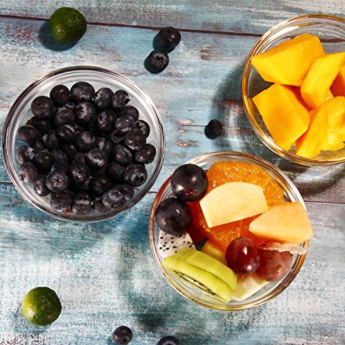 image for RUCKAE Glass Bowls With Lids For Kitchen Prep, Dessert, Dips, and Cand