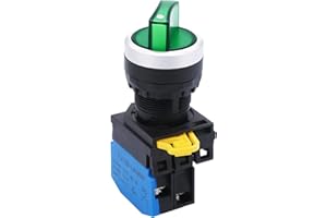 TWTADE 22mm SPST 1 NO Two 2 - Positions Maintained Latching Rotary Shell (Green) LED lamp Select Selector Switch 440V 10A (Quality Assurance for 3 Years) LA38M-10XD-21
