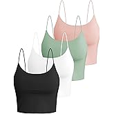 Buauty 4 Packs Crop Tops Spaghetti Strap Tank Tops for Women, Basic cami Crop Tank top Double Lined Camisole Tops