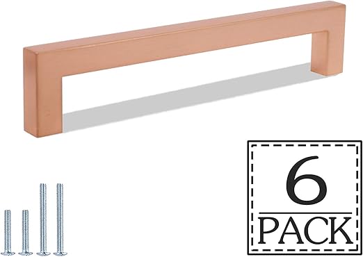 6 Pack Rose Gold Drawer Pulls 6 1 4 Inch Hole Centers Modern