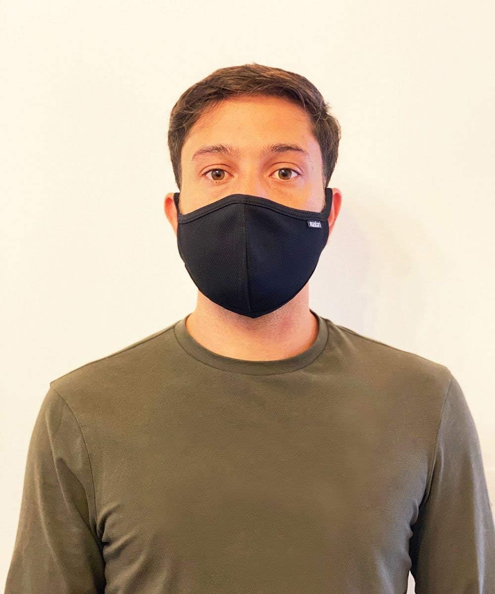 Reusable Black Polyester Face Covering | Washable | Anti Dust with Filters | 3 Layers | Breathable Fabrics | Sporty Look | Ideal for Cycling, Running and all Outdoor Activities | (2, Black) - Image 3