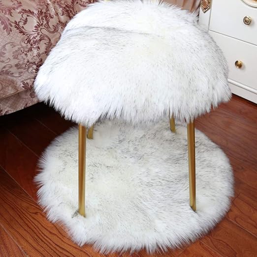 Nfudishpu Alfombra de Piel de Oveja Artificial Funda de Silla Alfombra