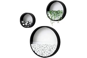 ZEETOON Modern Wall Planters Wall Vase Succulent Planter Circle Round Flower Pot Metal Iron Indoor Vertical Container Wall Hanging Home Decoration Size S,M,L 3 Pack Set