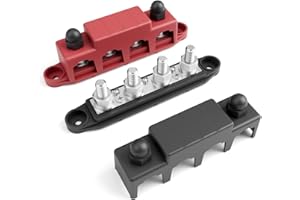 Power Distribution Block Bus Bar Marine 250A Bus Bar Terminal Block 12V Power Distribution Terminal Block with 4PCS 3/8” M10 