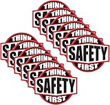 Think Safety First Hard Hat Sticker / Helmet Decal Label Lunch Tool Box