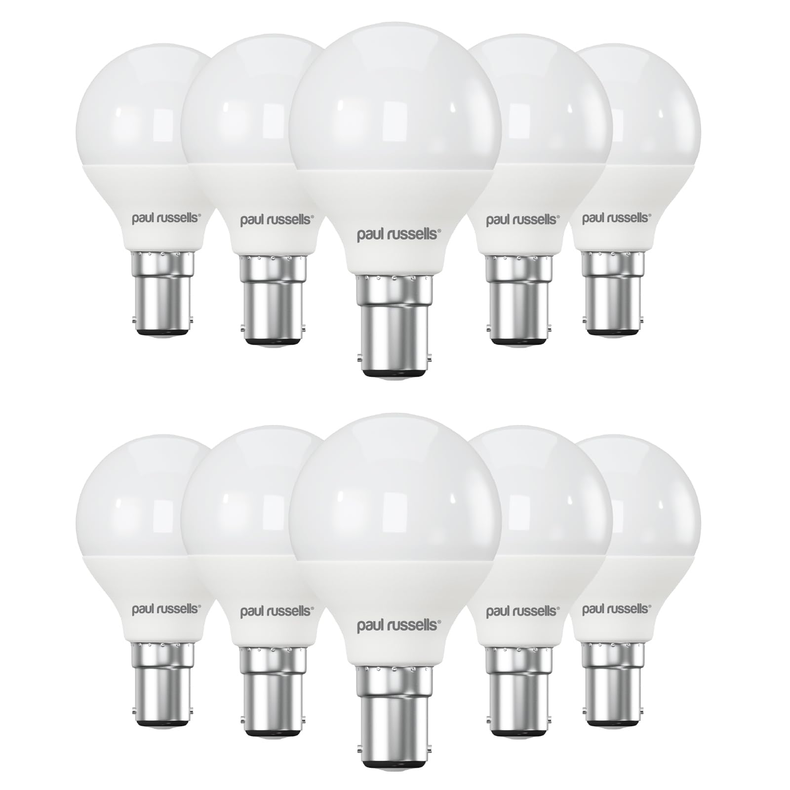 paul russells LED Light Small Bayonet Cap B15, 60w Equivalent, 6.5W 806 Lumens LED Bulbs, 6500K Bright Daylight, Mini Globe Frosted G45 SBC Golf Ball Energy Saving (Not Dimmable) Lightbulbs,10 Pack