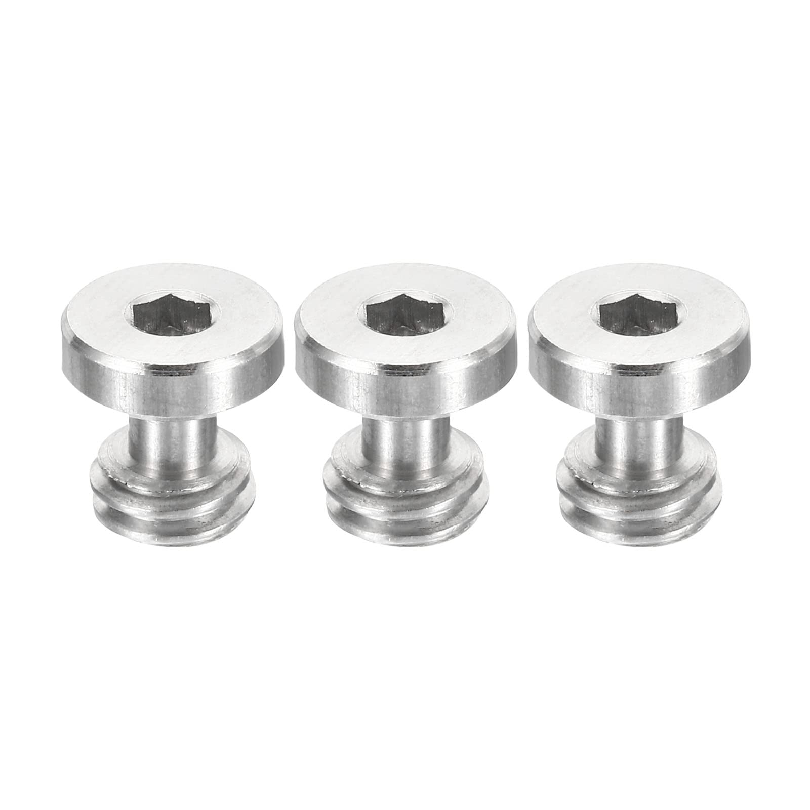 PATIKIL 3/8"-16 Thread 13mm Length Camera Quick Release Screw Tripod Screw, 3 Pack Stainless Steel Hex Slot Screws for DSLR Camera Rig Accessories, Silver
