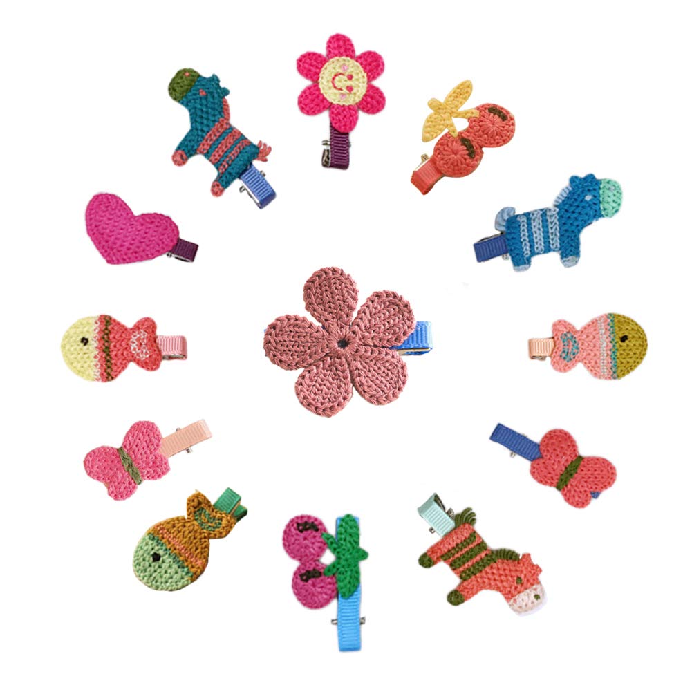 EQLEF Animal Hair Clips Cute Patterned Hair Pin Set Handmade Fabric Hair Claws Colorful Small Hair Clips for Girls 10 Pcs