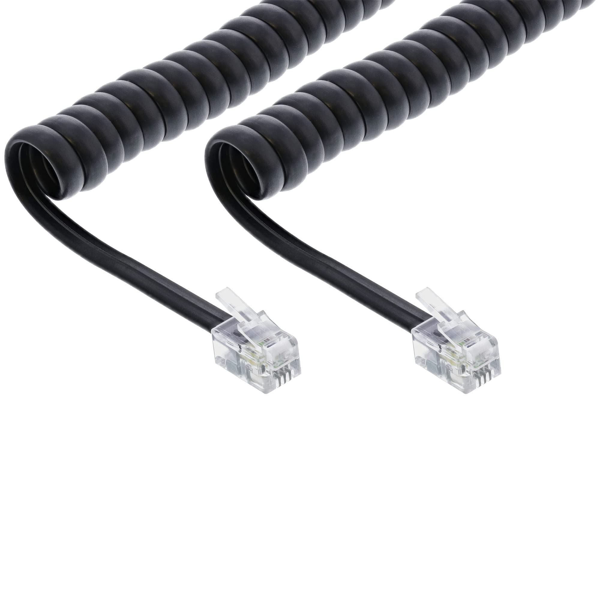 InLine 18893I Handset Coiled Cable RJ10 Male/Male, Black, Max. 2 m