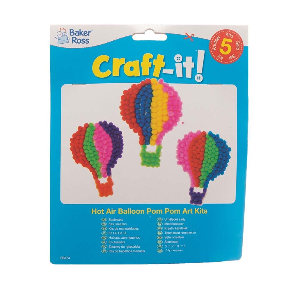 Baker Ross FE373 Hot Air Balloon Craft Pom Pom Art Kit - Pack of 5, Self Adhesive Card with Coloured Pompoms Crafts - Image 5