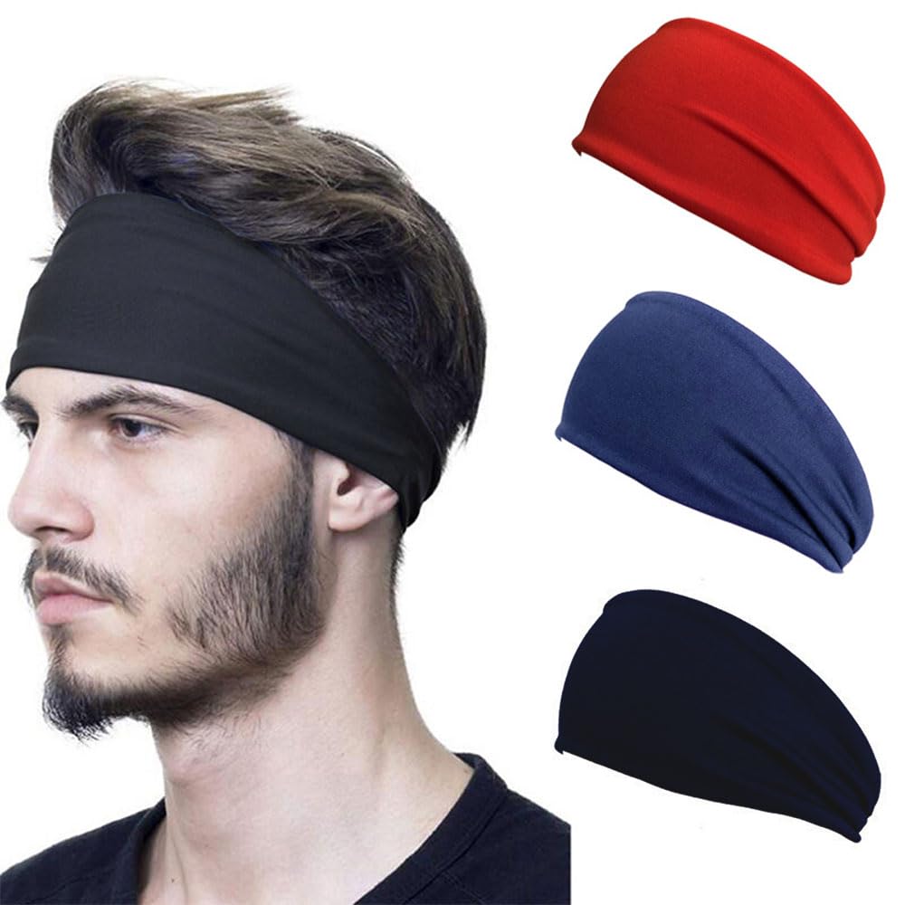 3Pcs 9cm Wide Headbands Soft Head Band Bandeau Unisex Headbands for Yoga Running Sports