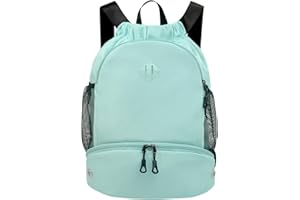 Drawstring Backpack Gym Backpack with Shoe Compartment for Men Women String Sports Bag with Wet Pocket Cinch Swim Bag