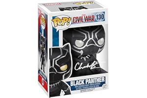 HOFSM.COM HALL OF FAME SPORTS MEMORABILIA Chadwick Boseman Black Panther Civil War #130 Facsimile Signed Reprint Laser Autographed Funko POP! Movies Marvel Figurine with Protector Case