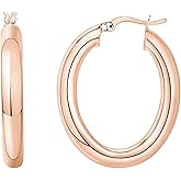 PAVOI 14K Gold Plated Sterling Silver Post Monet Oval Chunky Lightweight Hoop Earrings for Women