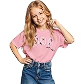 MODNTOGA Halloween T-Shirt for Girl Boo Graphic Shirt Big Kid Embroidered Bat Print Tee Spooky Season Short Sleeve Fall Tops