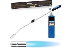 GAGITER Weed Torch Propane Burner,120,000 BTU Blow Torch Weed Burner, Flamethrower with Self Igniting and Ergonomic Anti-slip Rubber Handle for Weeding, Melt Ice,Charcoal Starter(Fuel Not Included)