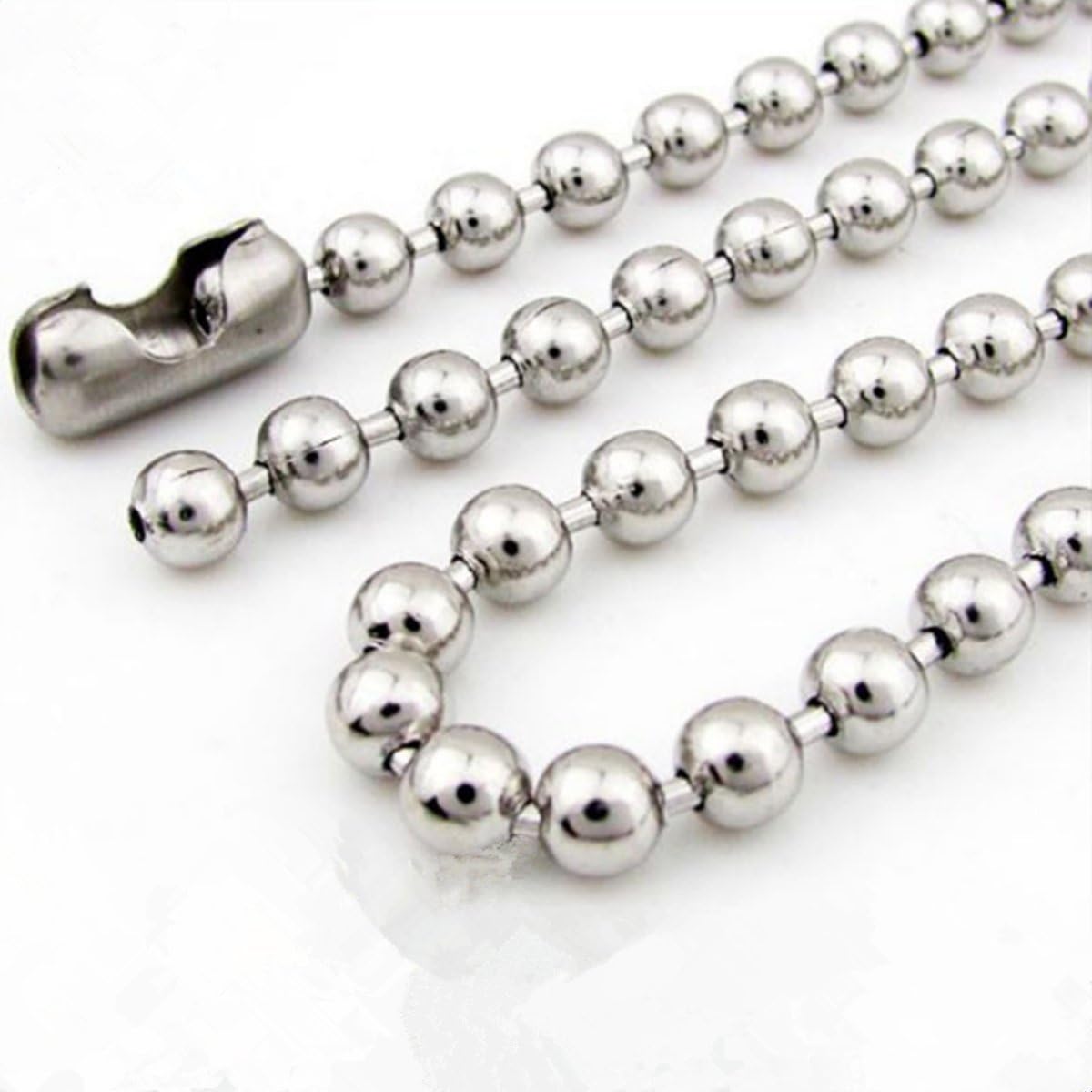4 pack Beaded Pull Chain Extension, Each Chain Length 39 Inch (1 Meter) with Two Additional Matching Connectors, 3.2 mm Diameter Beaded, Silvery - - 