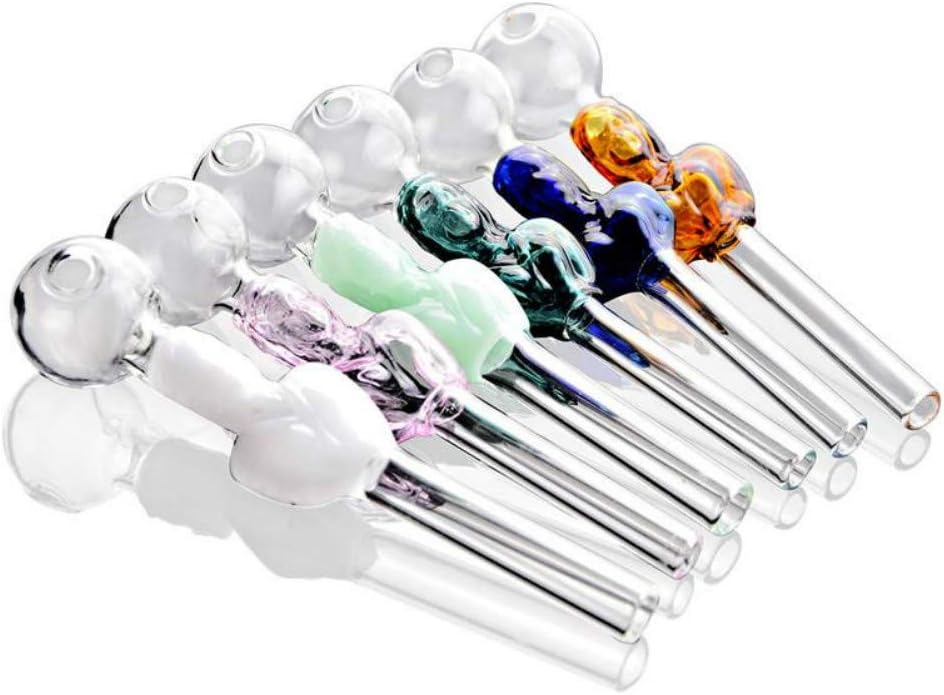 aduben 5.8" Colorful Straight Thick Pyrex Glass Artcrafts Pipes 6 Pcs