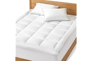 Bedsure Mattress Topper Mattress Pad Cotton Pillow Top Mattress Cover Deep Pocket Padded PillowTop with Fluffy Down Alternati