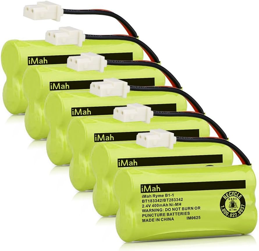 iMah BT183342/BT283342 2.4V 400mAh Ni-MH Phone Battery Pack Compatible with AT&T EL50003 EL52200 EL52500 CL80111 VTech CS6509 CS6519 CS6719 Handset Telephone, Pack of 6
