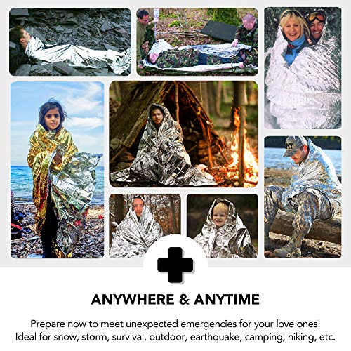 RISEN Emergency Foil Mylar Thermal Blankets (8 Pack) - Retains 90% of Body Heat, High Reflective Space Safety Blanket - Ideal Supply for Survival, Outdoors, Camping, Hiking, Marathons or First Aid - Thumbnail 6