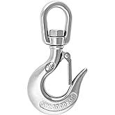 QWORK Chain Hook, Chain Swivel Hook, Hoist Swivel Hook, Slip Hooks, Clevis Hook, 2000lb Stainless Steel Rotatable Swivel Lifting Clevis Chain Hook, Pallet Rack Safety Bolt