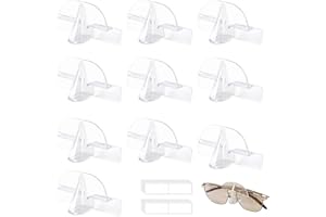 Glasses Holder - 10PCS Wall-Mounted Sunglasses Organizer with 20 Self-Adhesive Pads, Durable Plastic Eyewear Rack for Bedroom