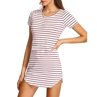 Elecenty Damen Hemdkleid T-Shirt Blusekleid T-Shirtkleid Sommerkleid Kleider Frauen Rundhals Kurzarm Mode Kleid Minikleid Kle