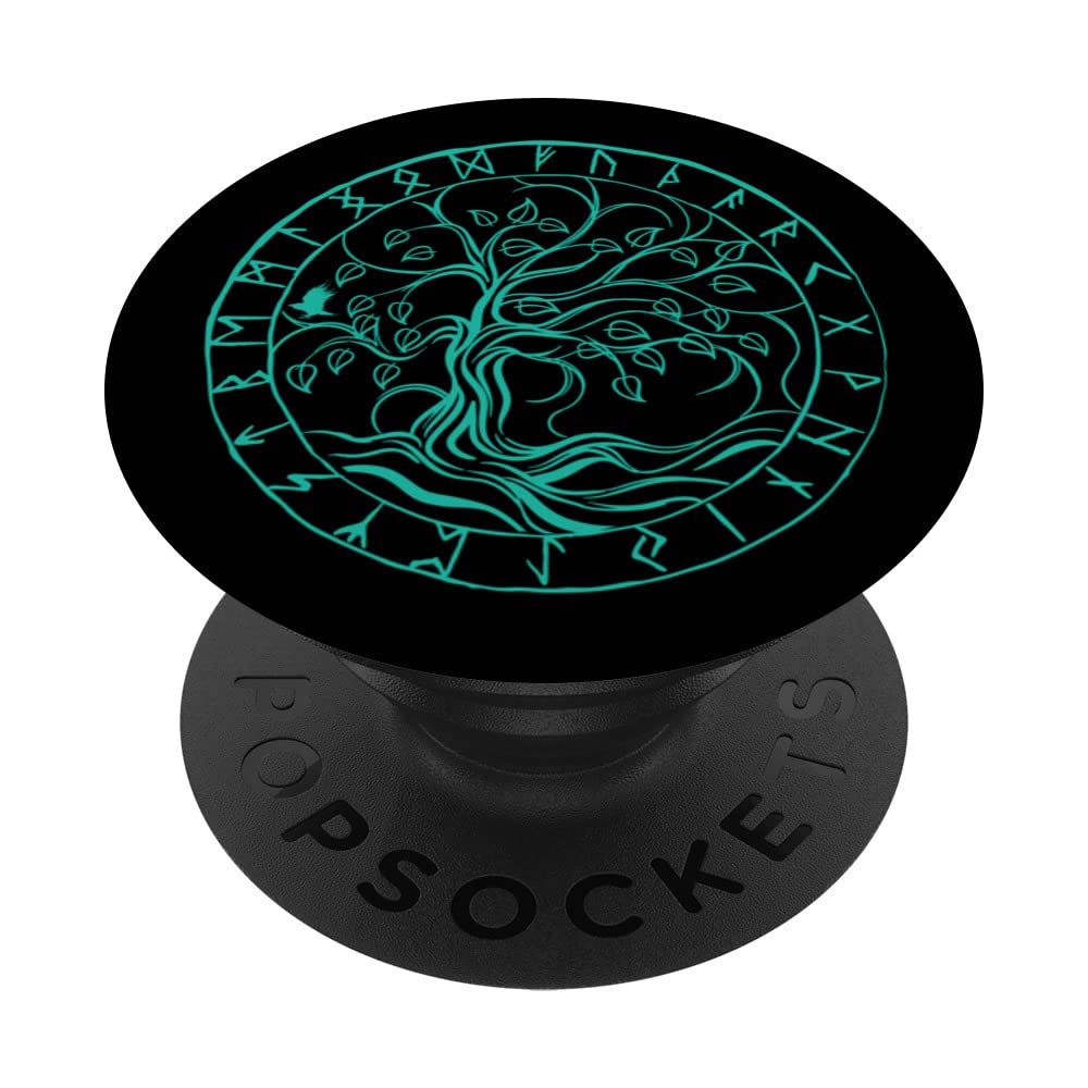 Norse Mythology Yggdrasil, Rune Circle Shield-Maiden Viking PopSockets Swappable PopGrip
