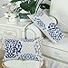 CaliTime Canvas Pillow Cover Case for Couch Sofa Home Decoration Three-Tone Floral Compass Geometric 12 X 20 Inches Blue/Gray