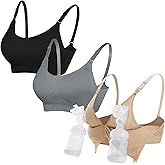 4HOW Pumping Bra Hands Free Nursing Pumping aBra All in One Wireless Padded Maternity Bralette for Large Bust