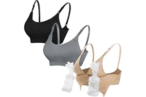 4HOW Pumping Bra Hands Free Nursing Pumping aBra All in One Wireless Padded Maternity Bralette for Large Bust