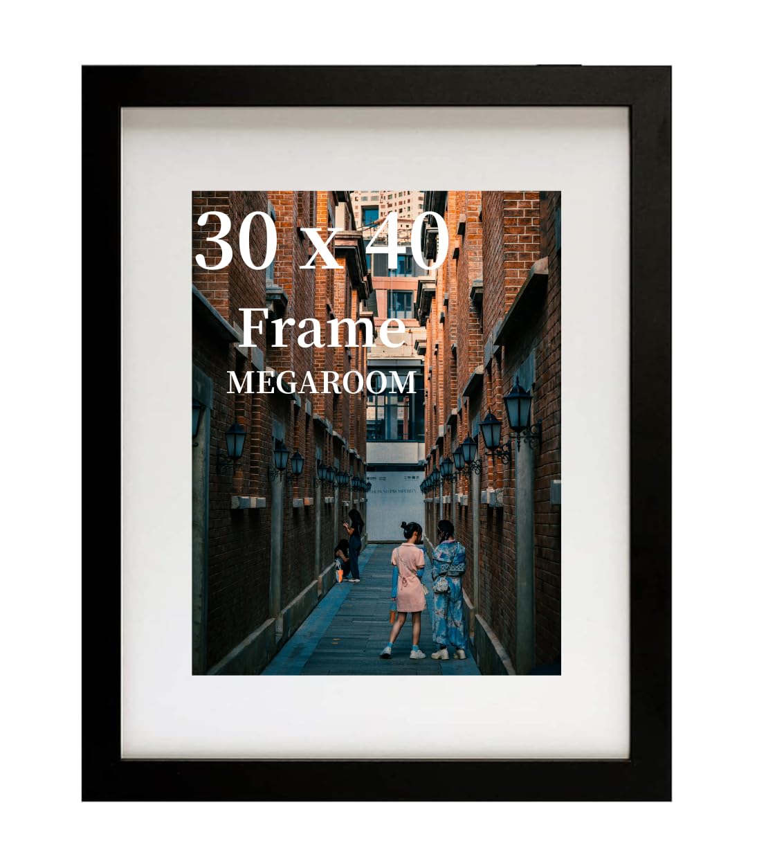MEGAROOM Wood 30x40 Picture Frame - 30 x 40cm Picture Frame - Picture Frames 30cm x 40cm with Clear Perspex Front - Wall Mounting to Hang Portrait or Landscape (Black)