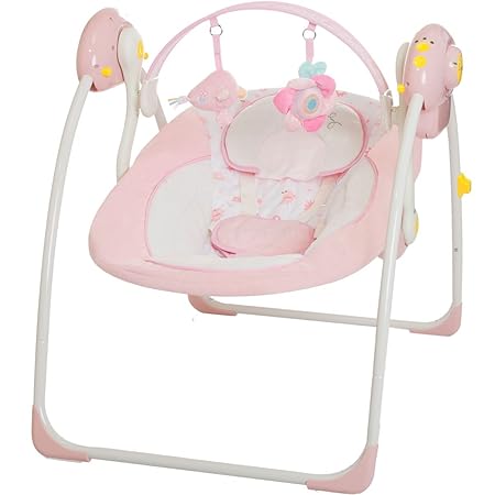 Babyschaukel (vollautomatisch 230V) mit 8 Melodien und 5 Schaukelgeschwindigkeiten (PINK)