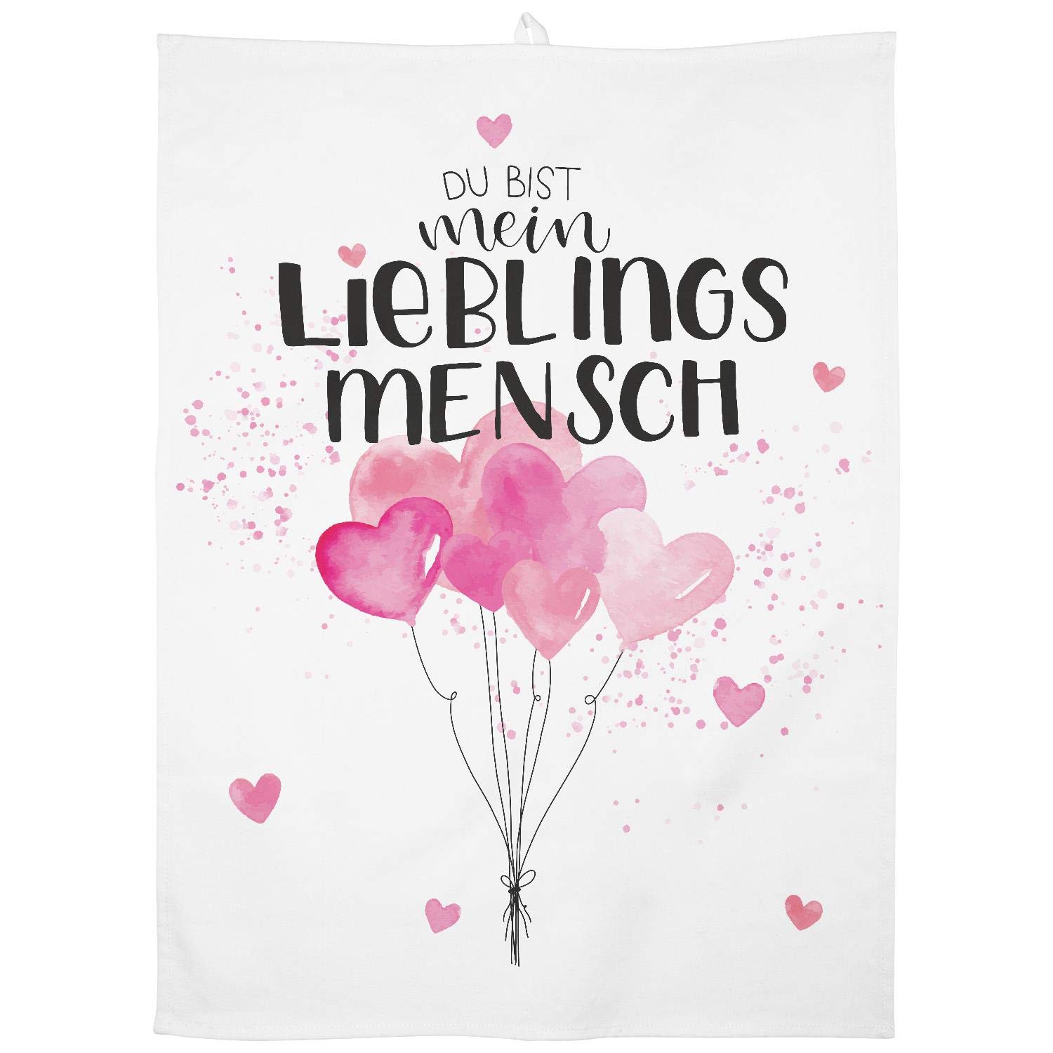 GRUSS & CO Tea Towel "Heart" Motif Cotton 60 cm x 45 cm Coloured Motif Print Gift Kitchen Cooking BBQ 47104