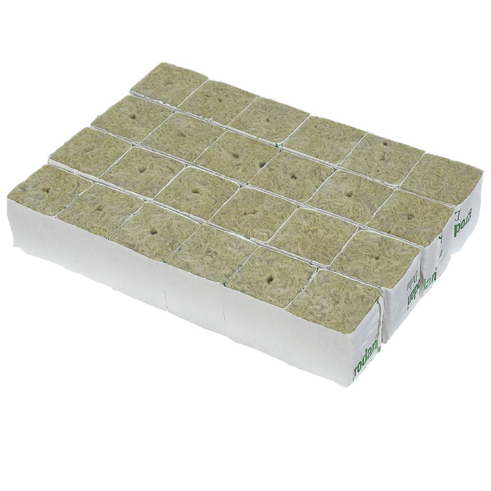 Rockwool Cube, Rockwool Starter Plugs 24PCS Agricultural Rockwool Cubes Soilless Culture Strong Water Absorption For Cuttings Plant Propagation, Seed Starting, Hydroponic (Square)