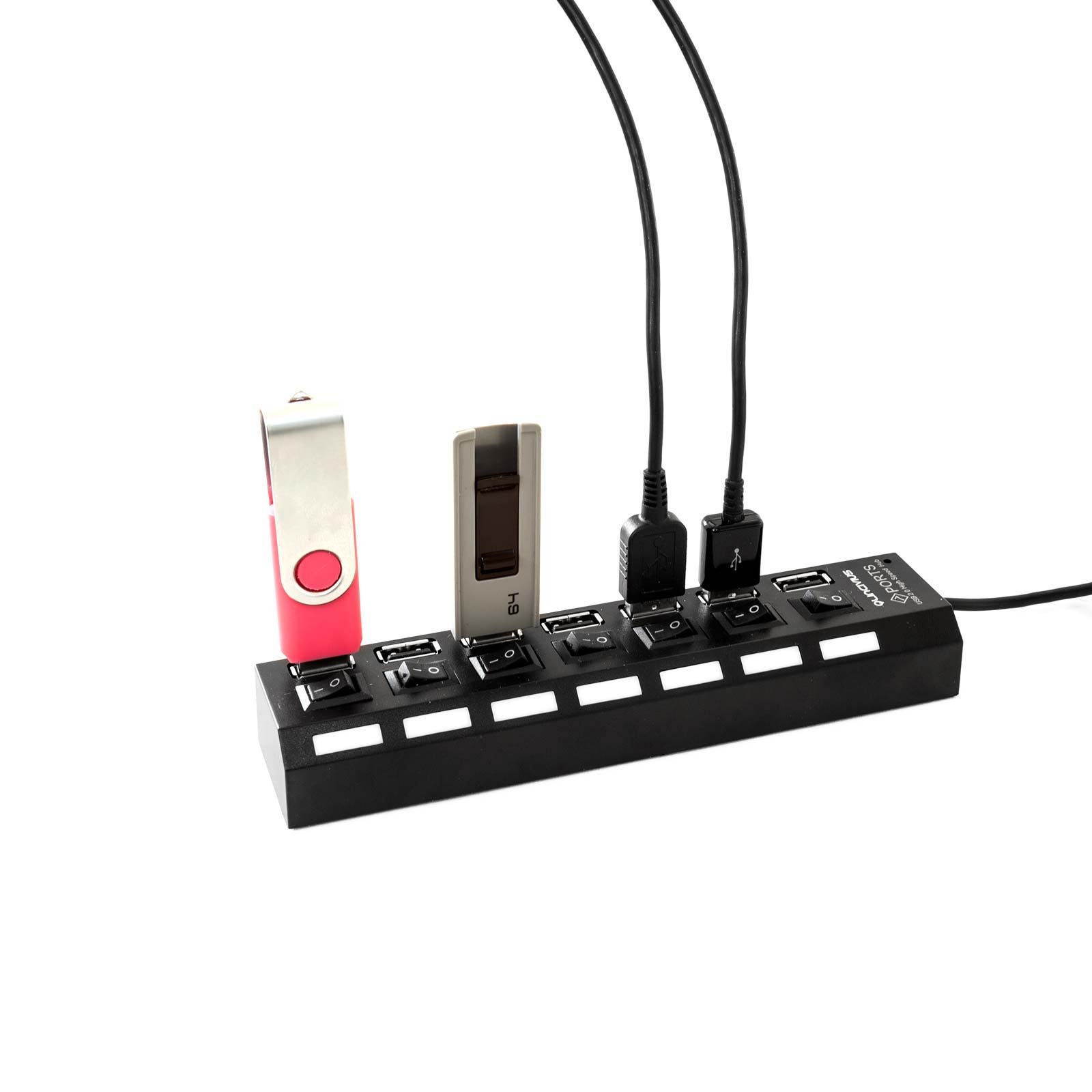 LINCIVIUS  USB Hub, Adaptateur hub USB avec 7 Ports USB, Mini Hub USB Coloris Noir, Original [Garantie à Vie]
