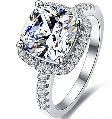 Amazon Com Ainuoshi 3ct Cushion Cut Cubic Zirconia Cz Promise