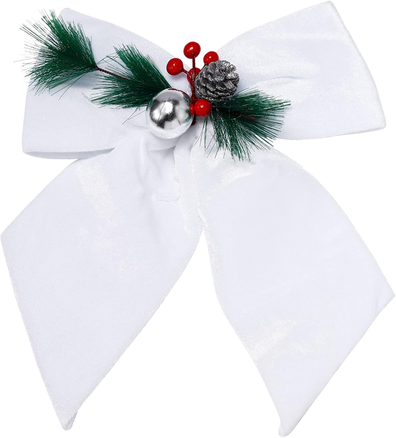 Bows & Ribbons - allgala Christmas Decorative Velvet Bows for Wreath Garland Christmas Tree-2 Pack-10 in (20x25cm)-White-XBW92201