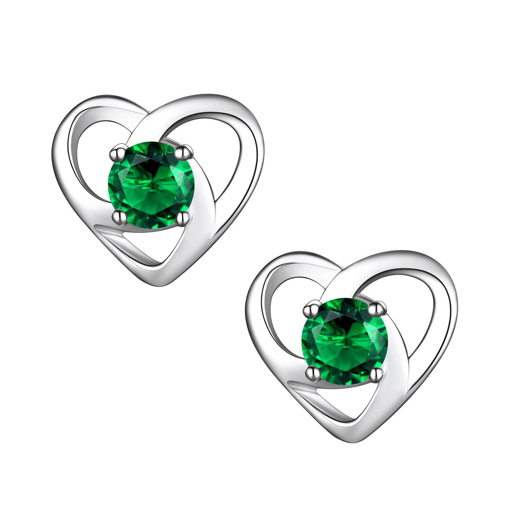 Hypoallergenic 925 Sterling Silver Celtic Knot May Birthstone Green Earrings, Birth Stone Jewelry Dainty Cute Stud Heart Shaped Hoop Earrings for Women Teen Girls