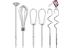 Hand Mixer Attachments Beater for Kitchenaid Hand Mixers KHM3 KHM5 KHM7 KHM9, Including Whisk, Mixing Rod and Dough Hook, Sta