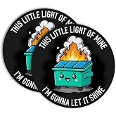 Vgrti This Little Light of Mine I'm Gonna Let It Shine Coasters Set of 2 | Funny Dumpster Fire Coffee Cup Mats for Home Office Desk Decor, Humor Sarcastic Work Gifts for Coworker Employee Work Friend