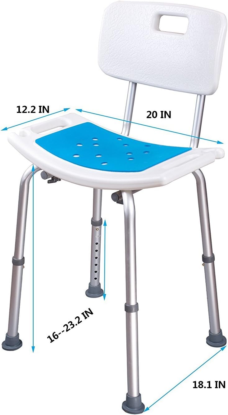 Medokare Shower Chair with Back Padded Shower Seat for Seniors with