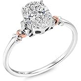 Gem Stone King 925 Silver and 10K Rose Gold Oval Gemstone Birthstone Engagement Ring | Oval 7X5MM | Wedding Engagement Anniversary Solitaire Promise Ring For Women