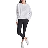DKNY womens Studded Logo Cropped Crewneck Fleece Sweatshirt